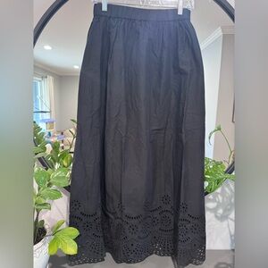 **NEW** Black Eyelet Hem Midi Skirt - Women